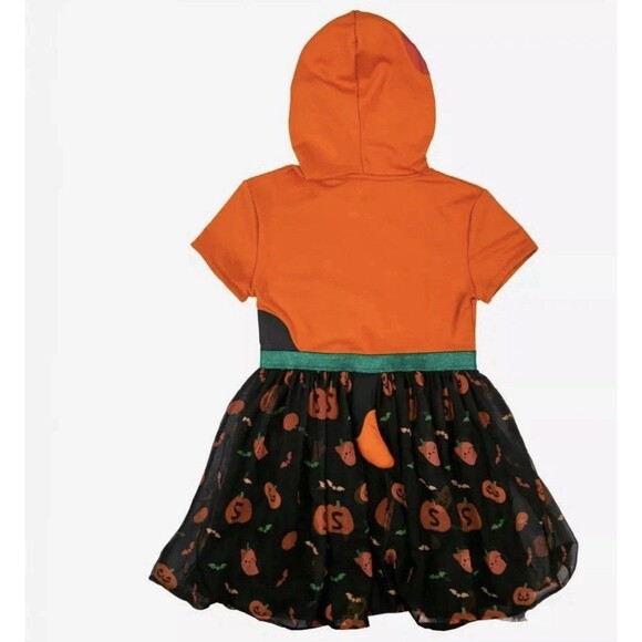 Squishmallows Orange & Black Pumpkin Cat Hooded Cosplay Halloween Dress S(6-7) - Picture 2 of 7